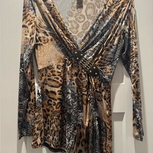 Leopard Print Wrap Top